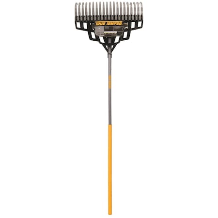 True Temper 5 in Steel Lawn Rake, 20 Tines, 54 in L Wood Handle 2000TT